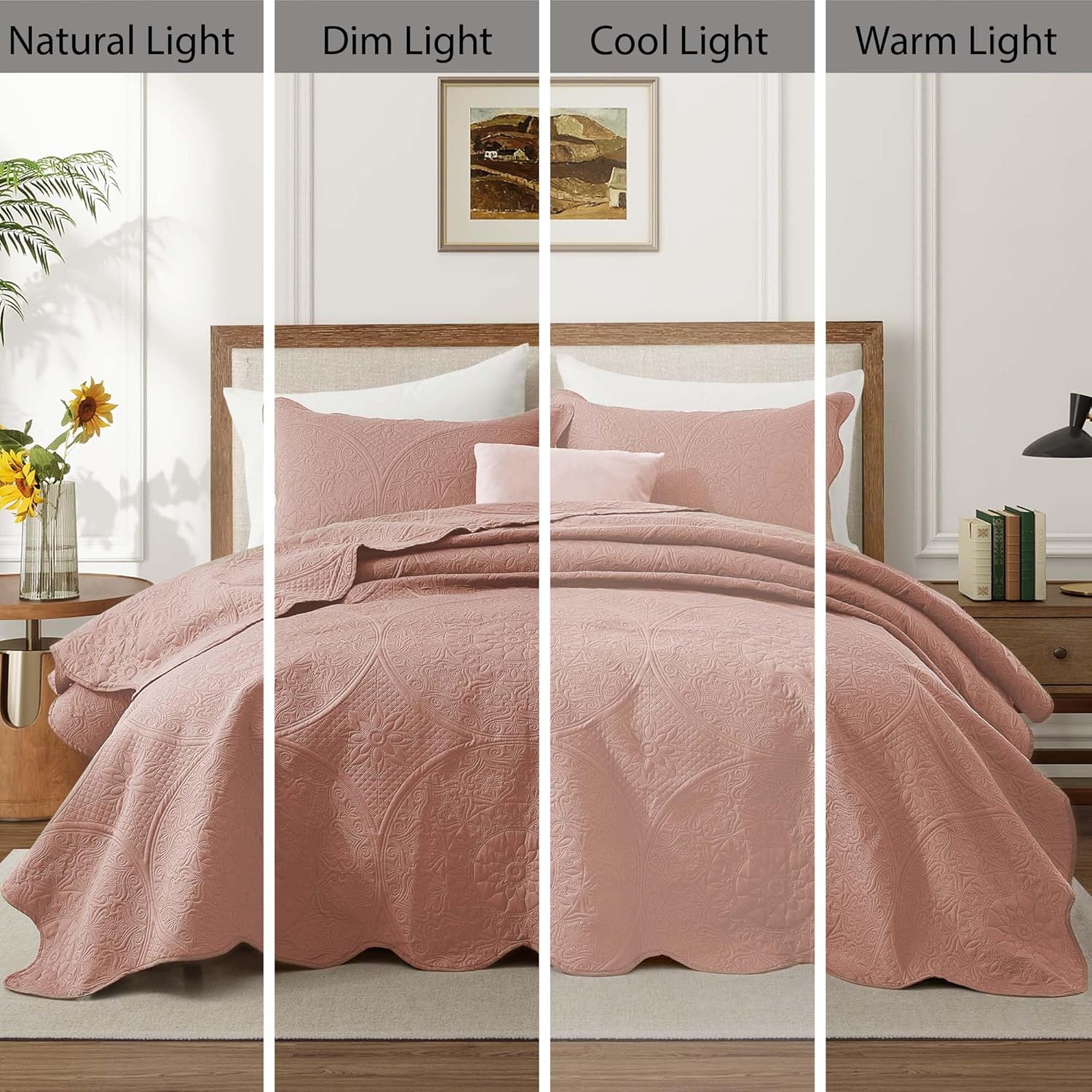 IR Imperial Rooms Twin Quilt Bedding Set Size (68” x 86”) + 1 Pillow Shams (20” x 26” + 2”) - 2 Pcs All Season Lightweight Reversible Microfiber Coverlet Floral Embossed Quilt Bedspread (Burgundy)