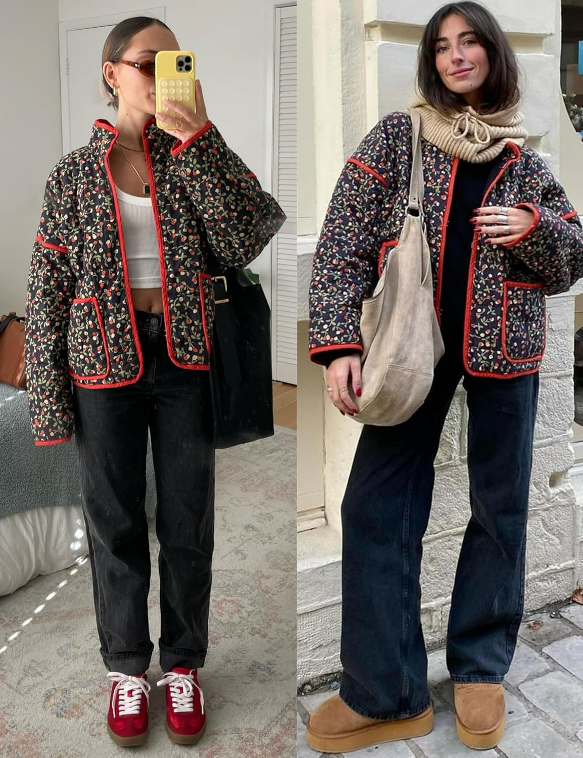 Women's Ditsy Floral Print Drop Shoulder Coat