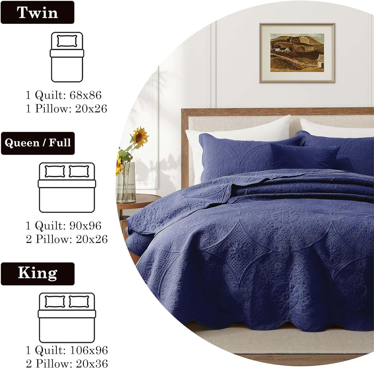 IR Imperial Rooms Twin Quilt Bedding Set Size (68” x 86”) + 1 Pillow Shams (20” x 26” + 2”) - 2 Pcs All Season Lightweight Reversible Microfiber Coverlet Floral Embossed Quilt Bedspread (Burgundy)