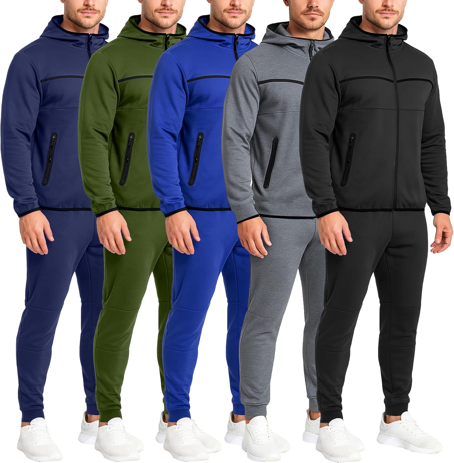 Galaxy by Harvic Men's Slim Fit Tech Fleece Full Zip Tracksuits 2 Piece Sets| Hoodie Sweatsuits