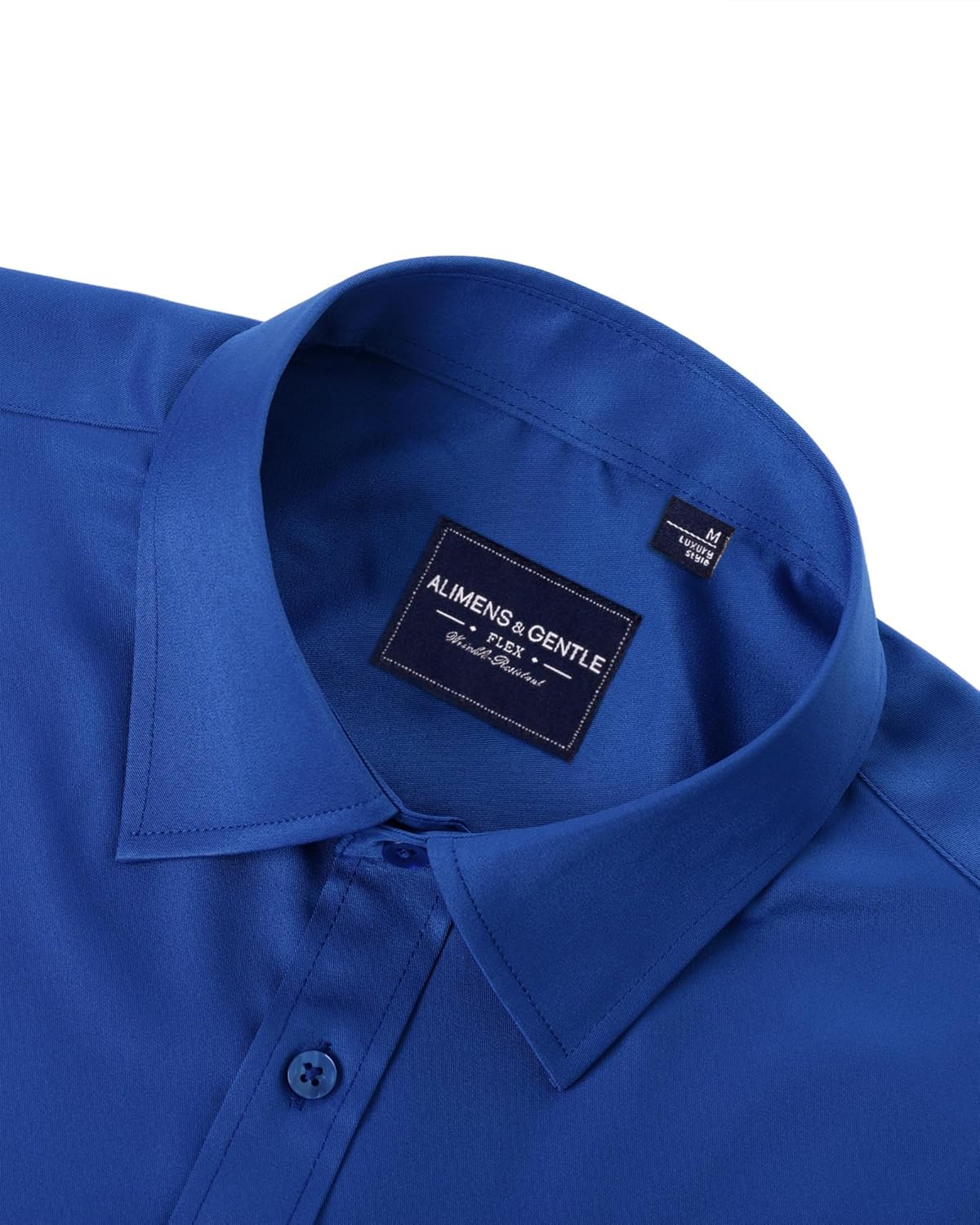 Alimens & Gentle Men's Dress Shirts Long Sleeve Wrinkle-Free Stretch Shirts Solid Formal Button Down Shirt with Pocket