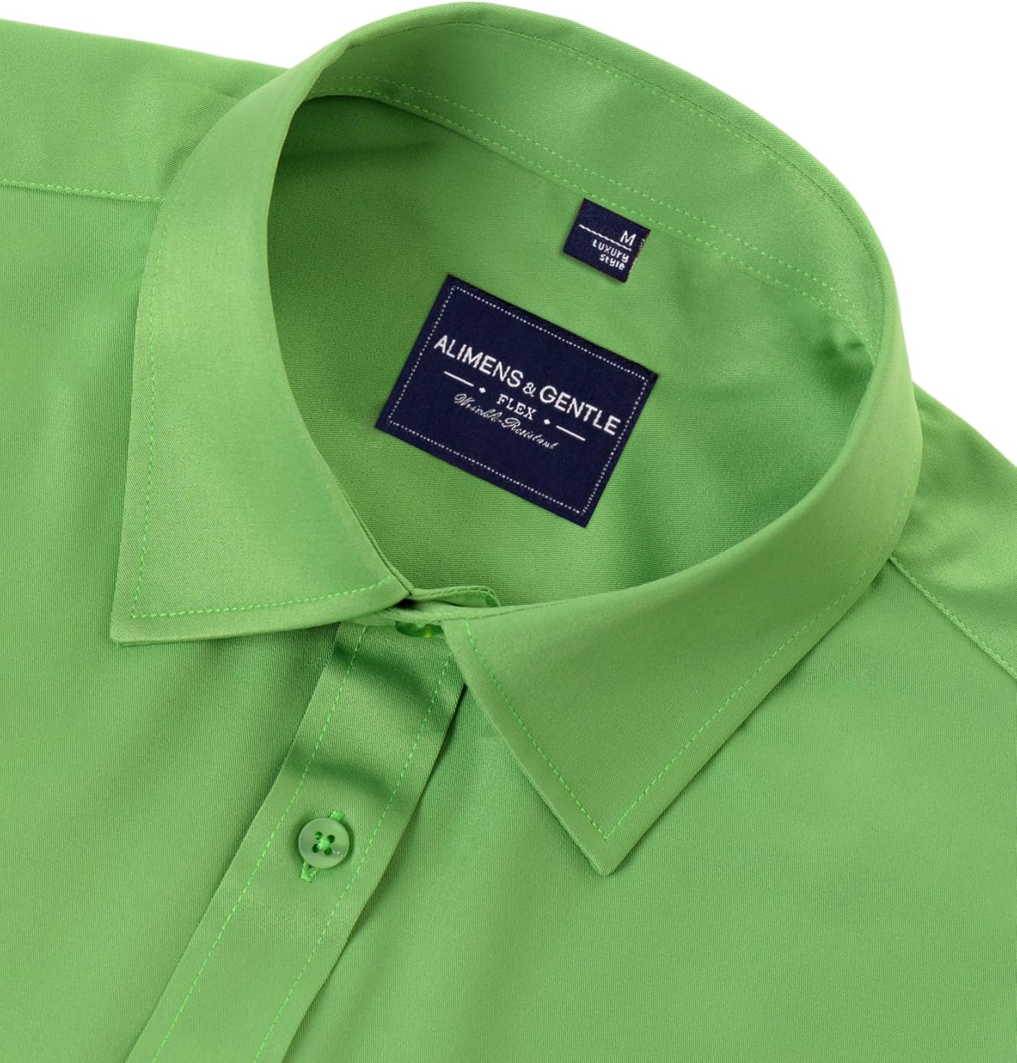 Alimens & Gentle Men's Dress Shirts Long Sleeve Wrinkle-Free Stretch Shirts Solid Formal Button Down Shirt with Pocket