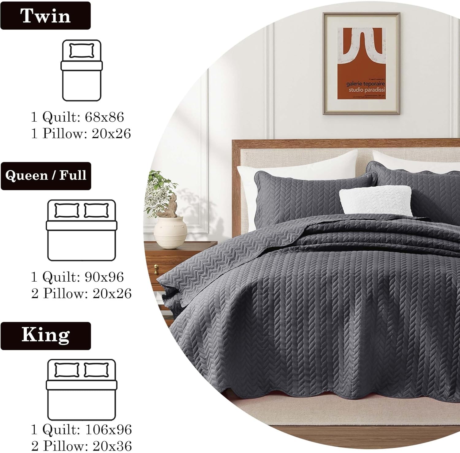 IR Imperial Rooms Twin Quilt Bedding Set Size (68” x 86”) + 1 Pillow Shams (20” x 26” + 2”) - 2 Pcs All Season Lightweight Reversible Microfiber Coverlet Floral Embossed Quilt Bedspread (Burgundy)
