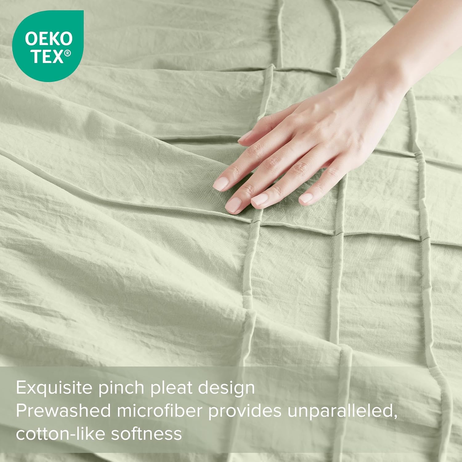 🔥8-Pack Only $26.78🔥3 Piece Pintuck Pleated Comfort Spaces Sage All Season Lightweight Comforter Set
