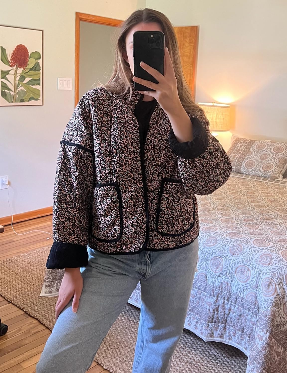 Women's Ditsy Floral Print Drop Shoulder Coat