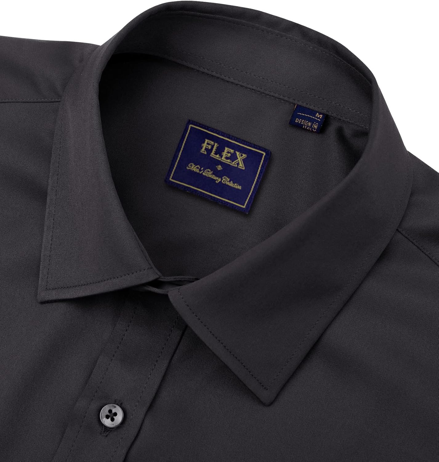Alimens & Gentle Men's Dress Shirts Long Sleeve Wrinkle-Free Stretch Shirts Solid Formal Button Down Shirt with Pocket