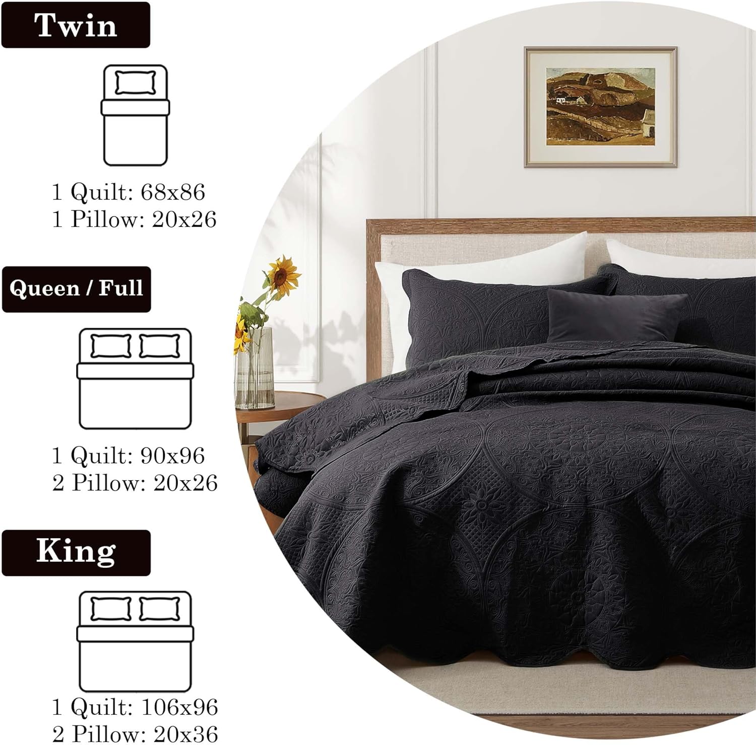 IR Imperial Rooms Twin Quilt Bedding Set Size (68” x 86”) + 1 Pillow Shams (20” x 26” + 2”) - 2 Pcs All Season Lightweight Reversible Microfiber Coverlet Floral Embossed Quilt Bedspread (Burgundy)
