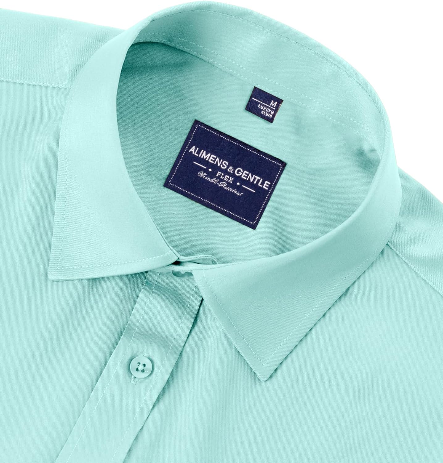Alimens & Gentle Men's Dress Shirts Long Sleeve Wrinkle-Free Stretch Shirts Solid Formal Button Down Shirt with Pocket