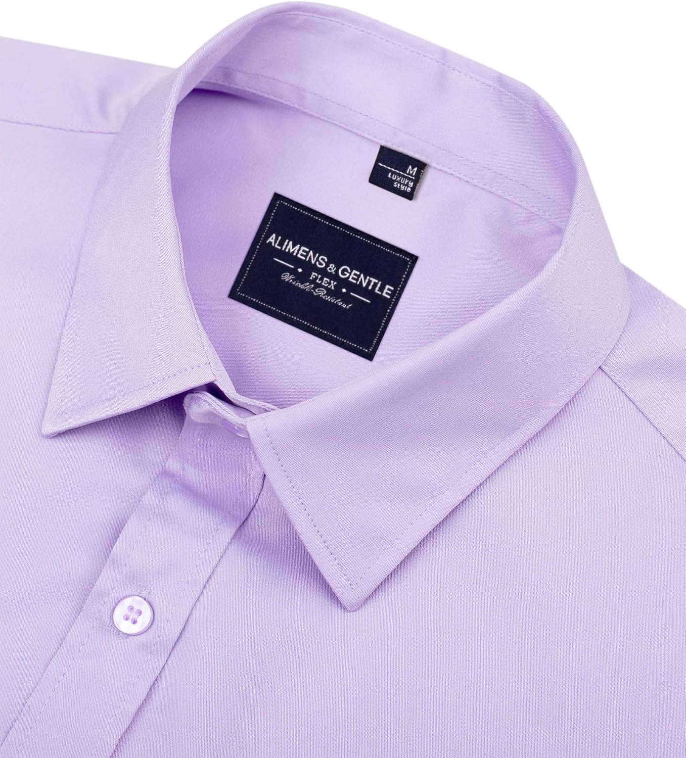 Alimens & Gentle Men's Dress Shirts Long Sleeve Wrinkle-Free Stretch Shirts Solid Formal Button Down Shirt with Pocket