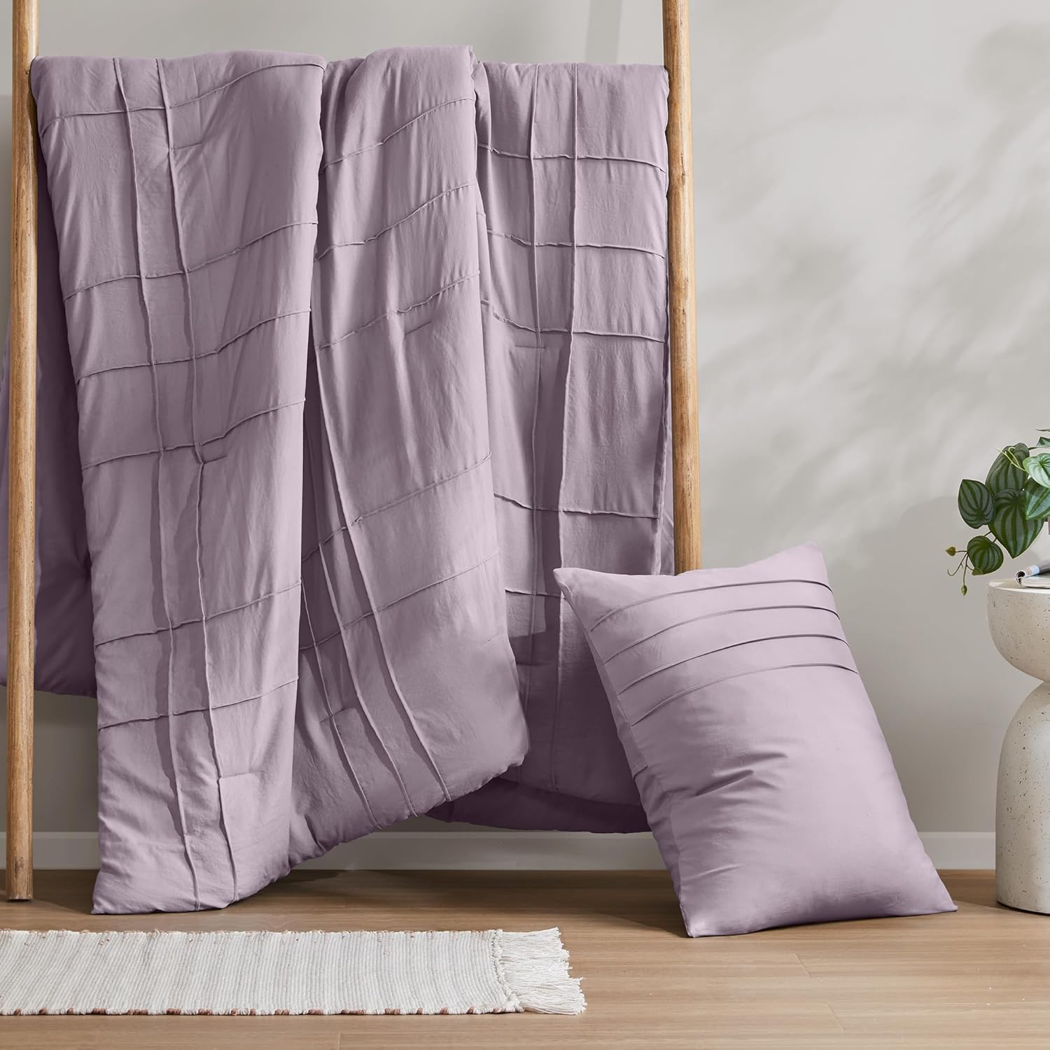 🔥8-Pack Only $26.78🔥3 Piece Pintuck Pleated Comfort Spaces Sage All Season Lightweight Comforter Set