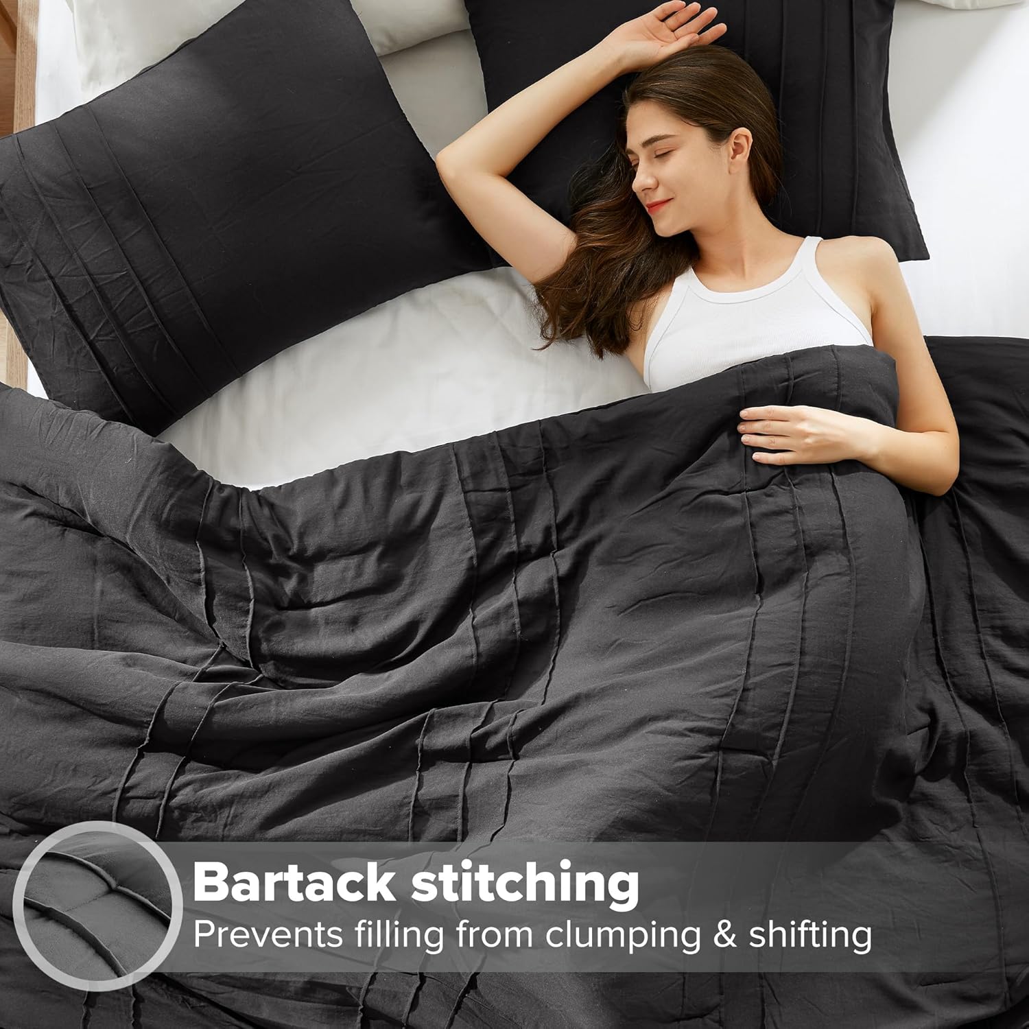 🔥8-Pack Only $26.78🔥3 Piece Pintuck Pleated Comfort Spaces Sage All Season Lightweight Comforter Set