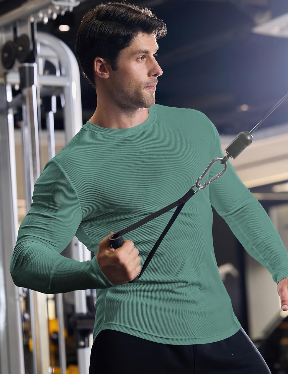 🔥10-Pack For Only $26.78🔥JMIERR Mens Long Sleeve Muscle T Shirts Casual Crewneck Longline Ribbed Tee Shirts