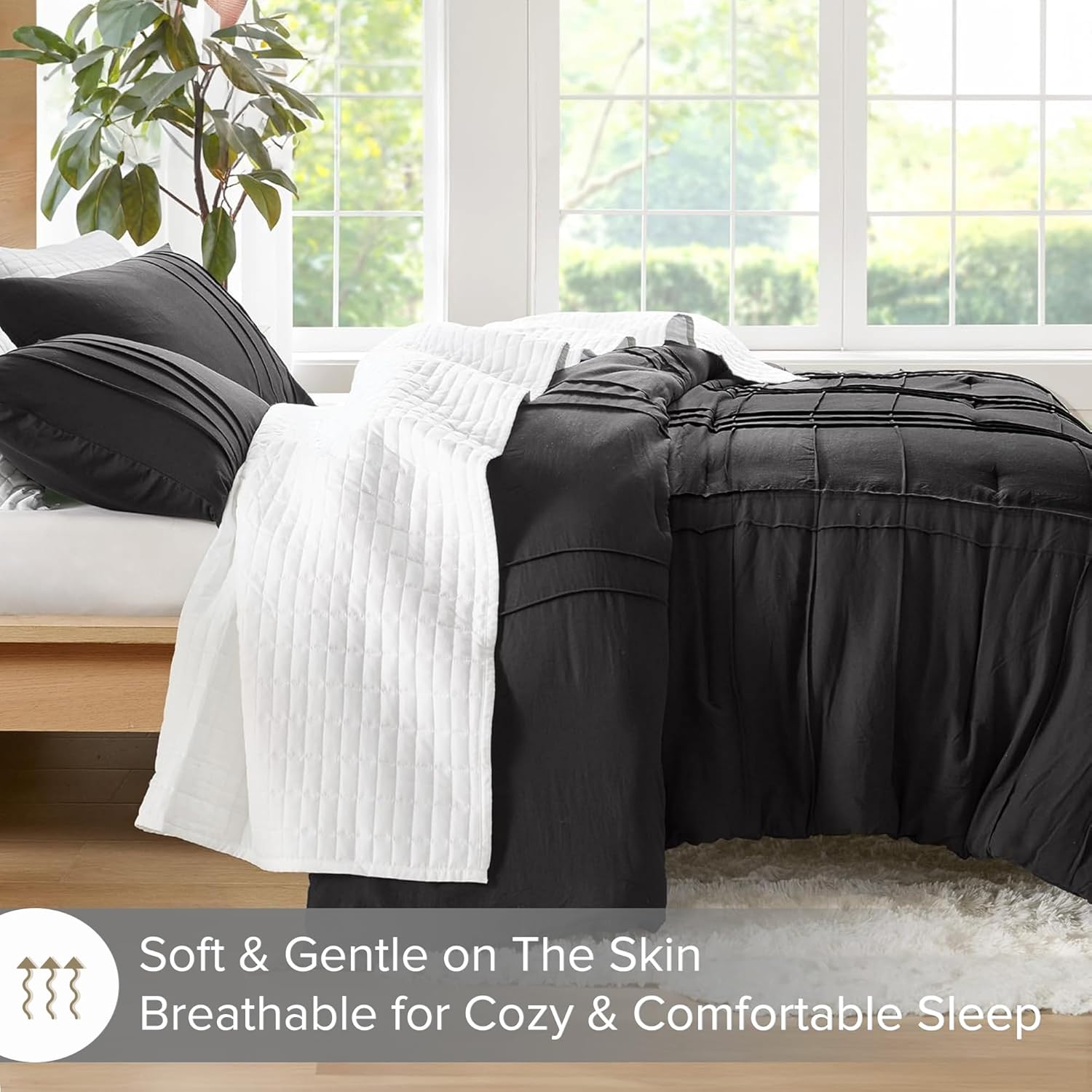 🔥8-Pack Only $26.78🔥3 Piece Pintuck Pleated Comfort Spaces Sage All Season Lightweight Comforter Set