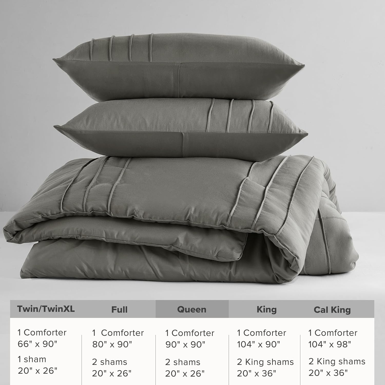 🔥8-Pack Only $26.78🔥3 Piece Pintuck Pleated Comfort Spaces Sage All Season Lightweight Comforter Set