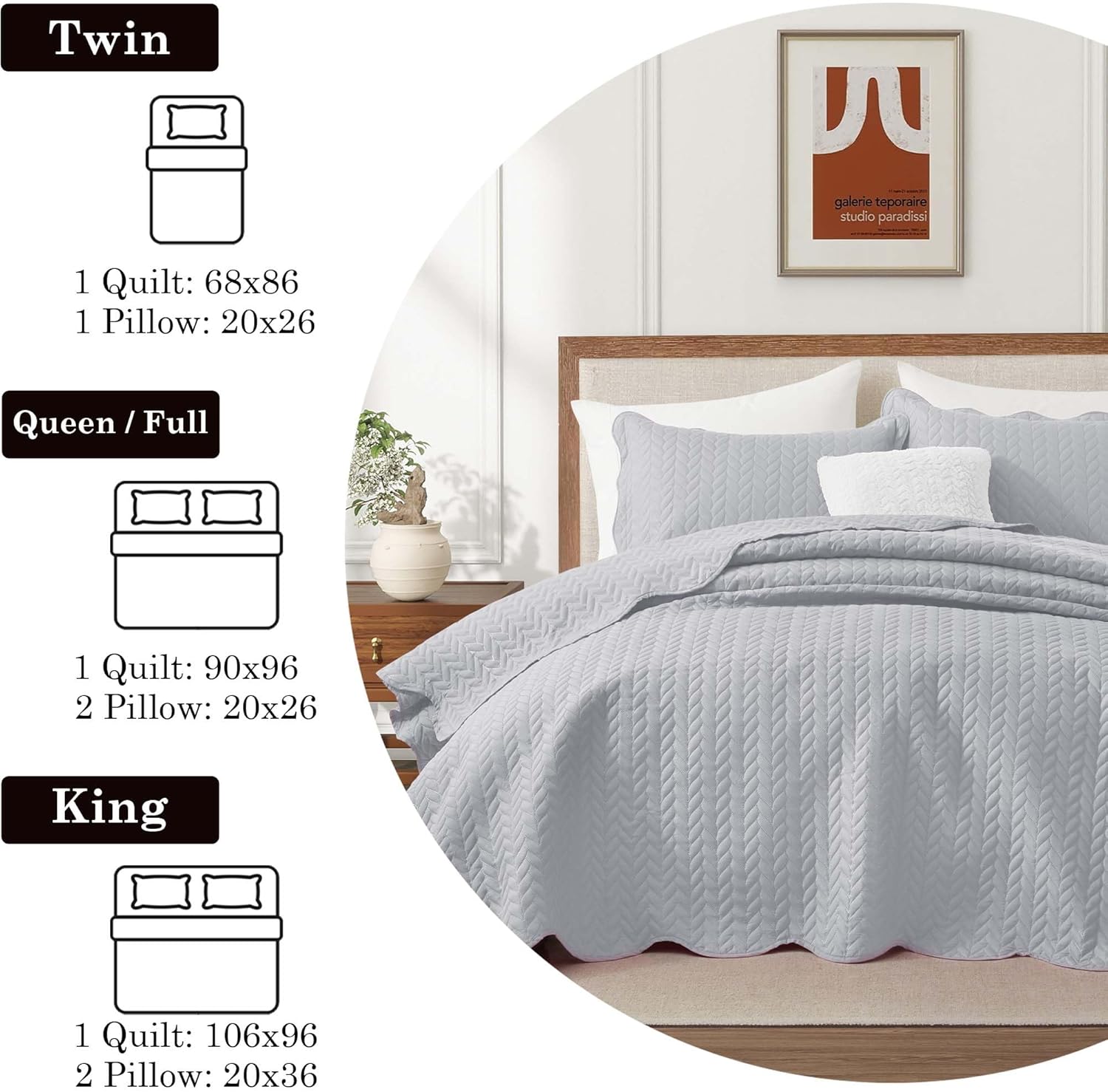 IR Imperial Rooms Twin Quilt Bedding Set Size (68” x 86”) + 1 Pillow Shams (20” x 26” + 2”) - 2 Pcs All Season Lightweight Reversible Microfiber Coverlet Floral Embossed Quilt Bedspread (Burgundy)