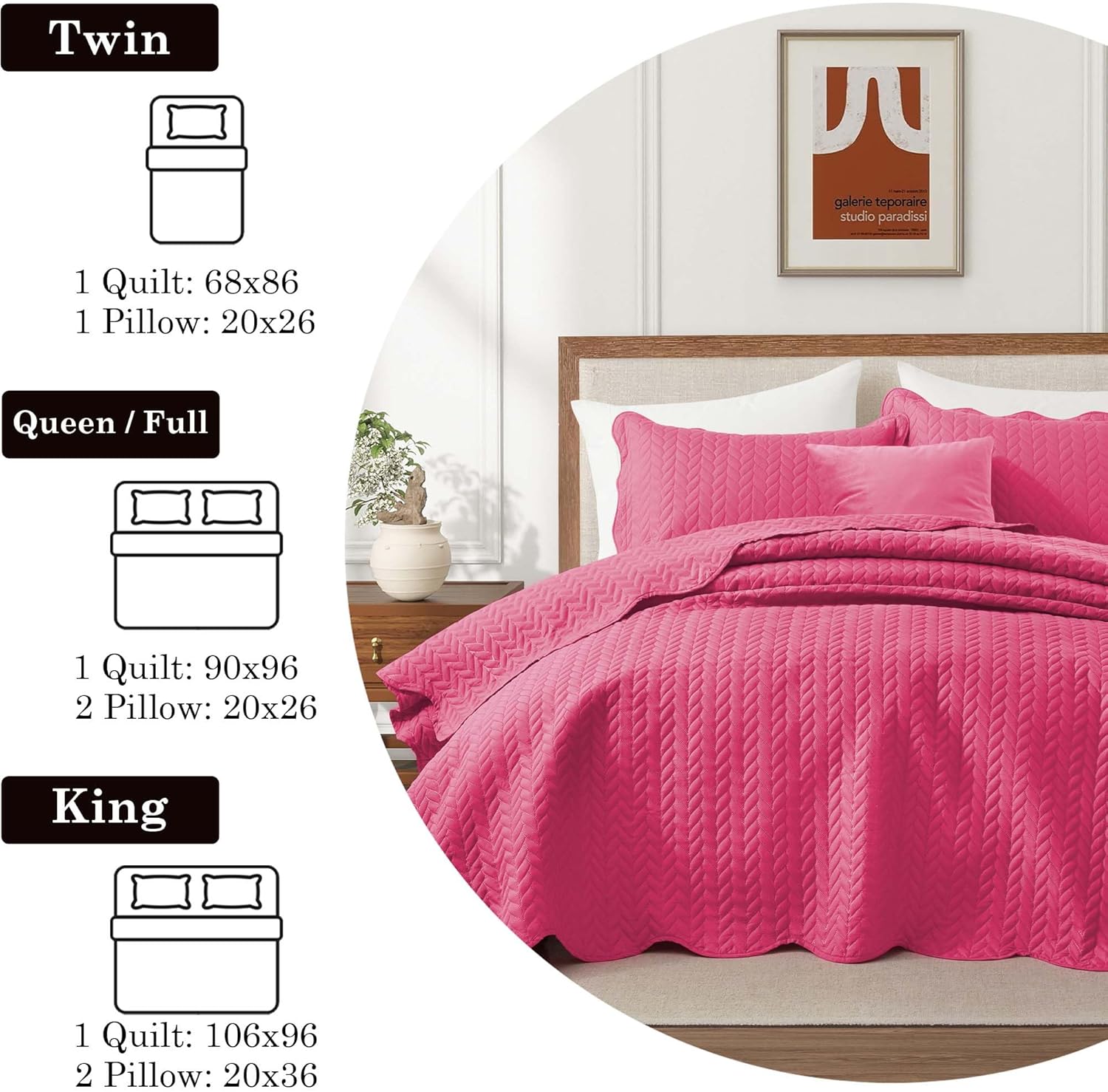 IR Imperial Rooms Twin Quilt Bedding Set Size (68” x 86”) + 1 Pillow Shams (20” x 26” + 2”) - 2 Pcs All Season Lightweight Reversible Microfiber Coverlet Floral Embossed Quilt Bedspread (Burgundy)