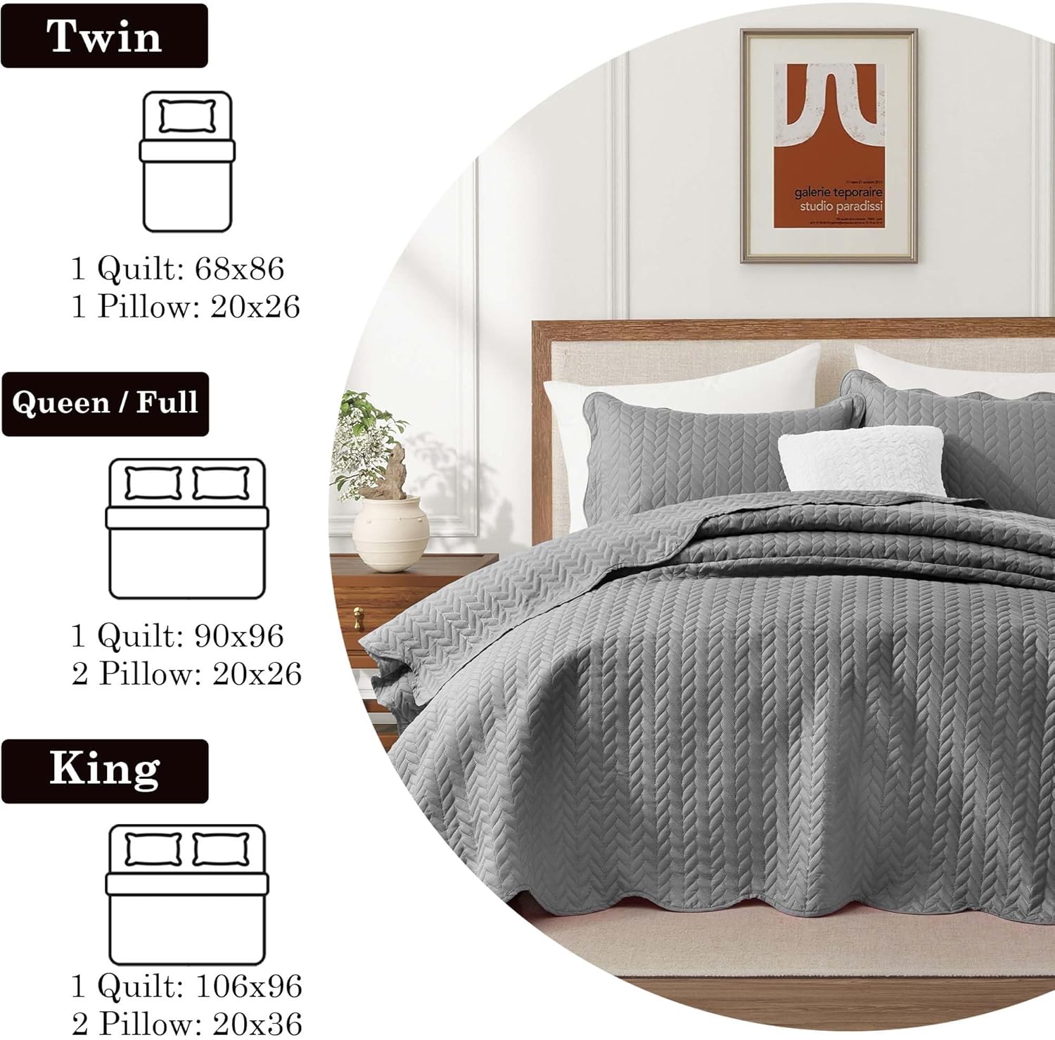 IR Imperial Rooms Twin Quilt Bedding Set Size (68” x 86”) + 1 Pillow Shams (20” x 26” + 2”) - 2 Pcs All Season Lightweight Reversible Microfiber Coverlet Floral Embossed Quilt Bedspread (Burgundy)
