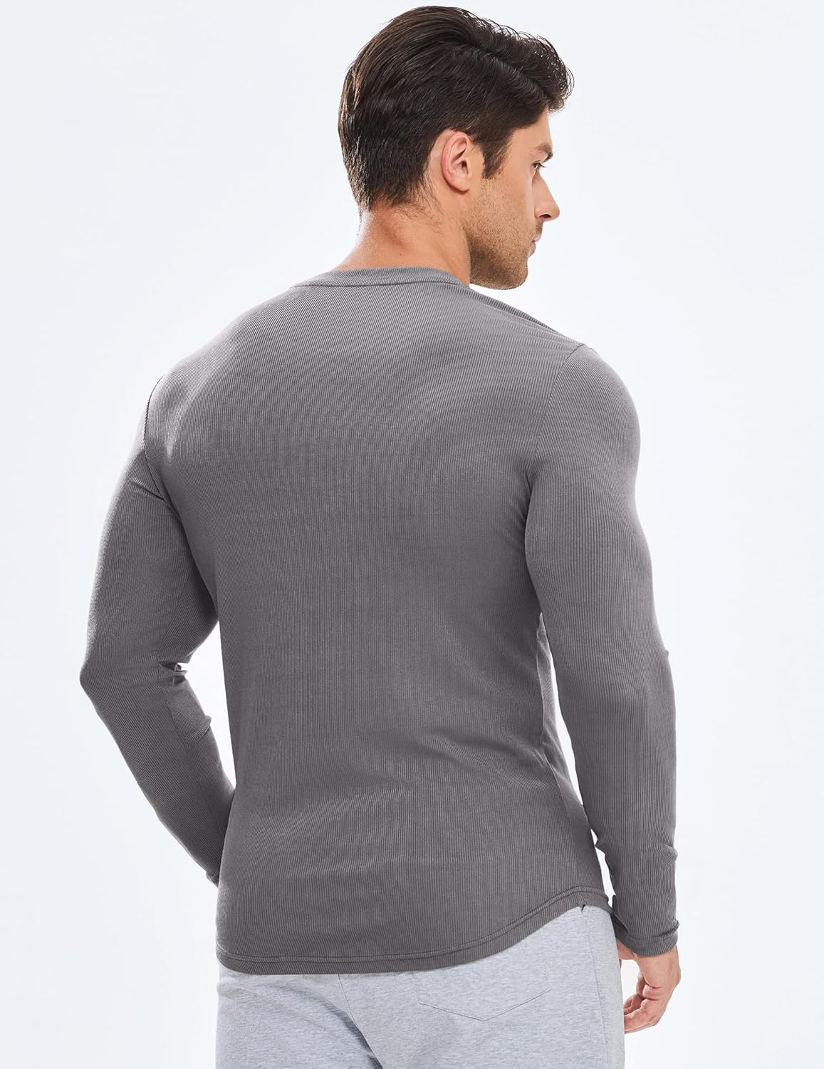 🔥10-Pack For Only $26.78🔥JMIERR Mens Long Sleeve Muscle T Shirts Casual Crewneck Longline Ribbed Tee Shirts