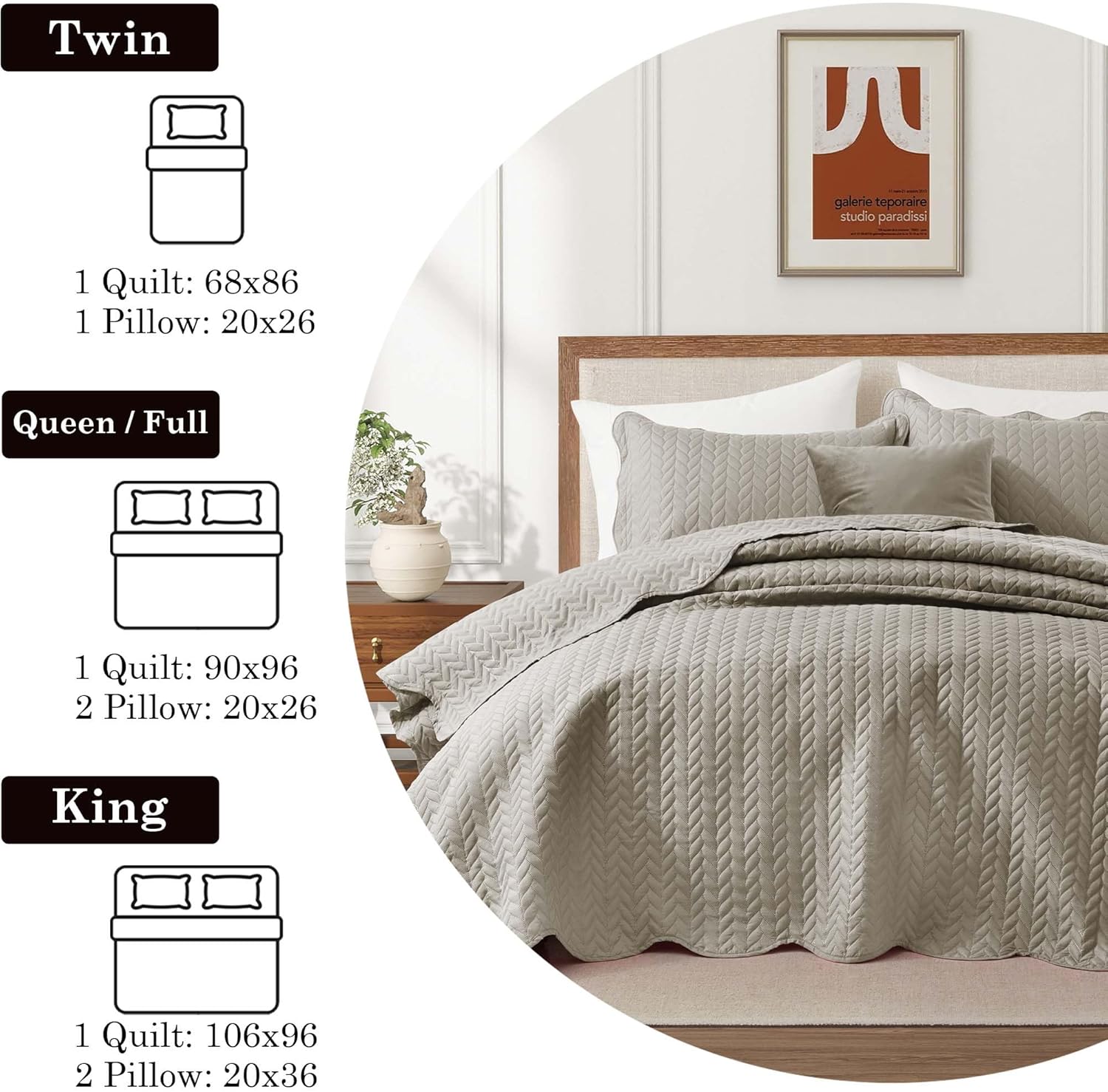 IR Imperial Rooms Twin Quilt Bedding Set Size (68” x 86”) + 1 Pillow Shams (20” x 26” + 2”) - 2 Pcs All Season Lightweight Reversible Microfiber Coverlet Floral Embossed Quilt Bedspread (Burgundy)
