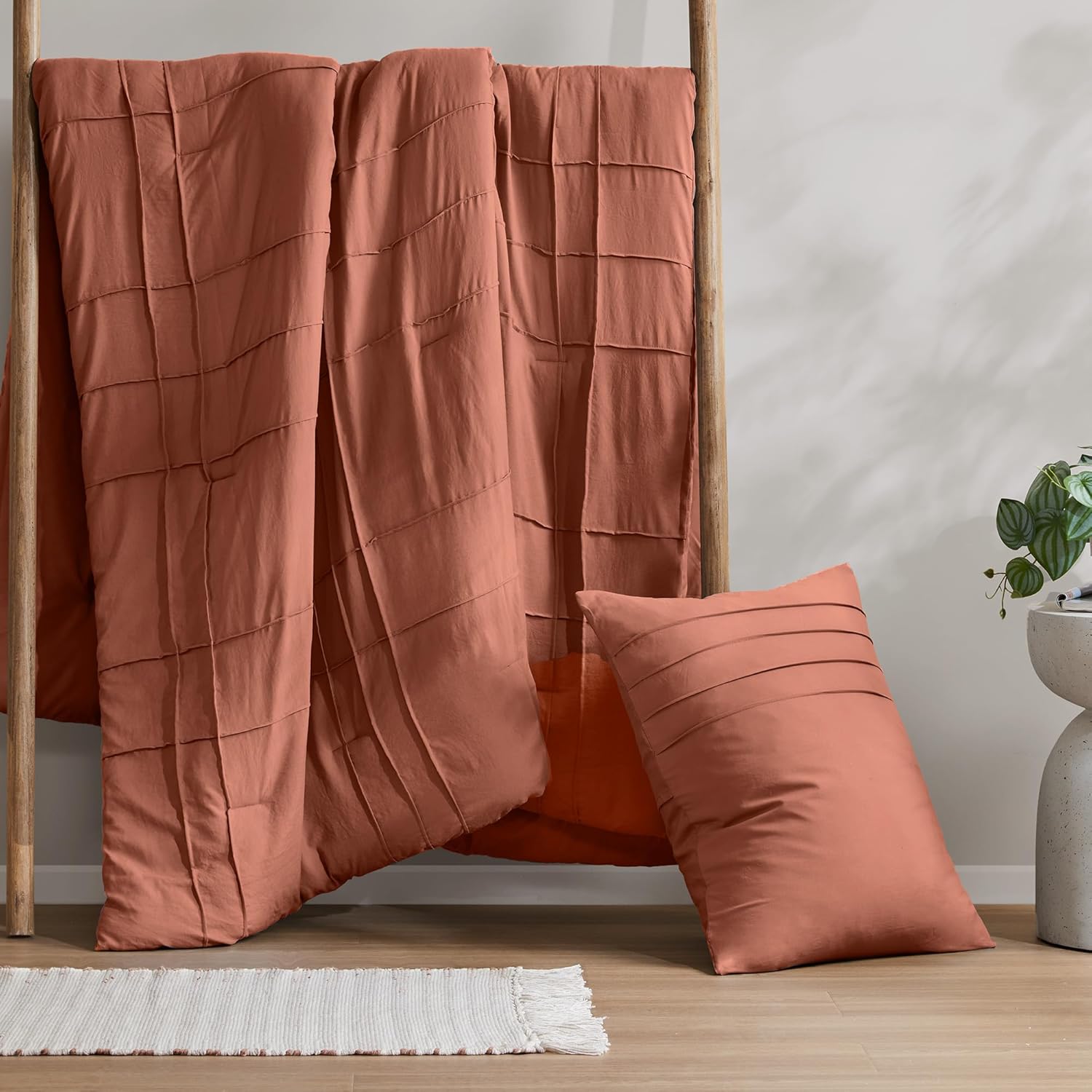 🔥8-Pack Only $26.78🔥3 Piece Pintuck Pleated Comfort Spaces Sage All Season Lightweight Comforter Set