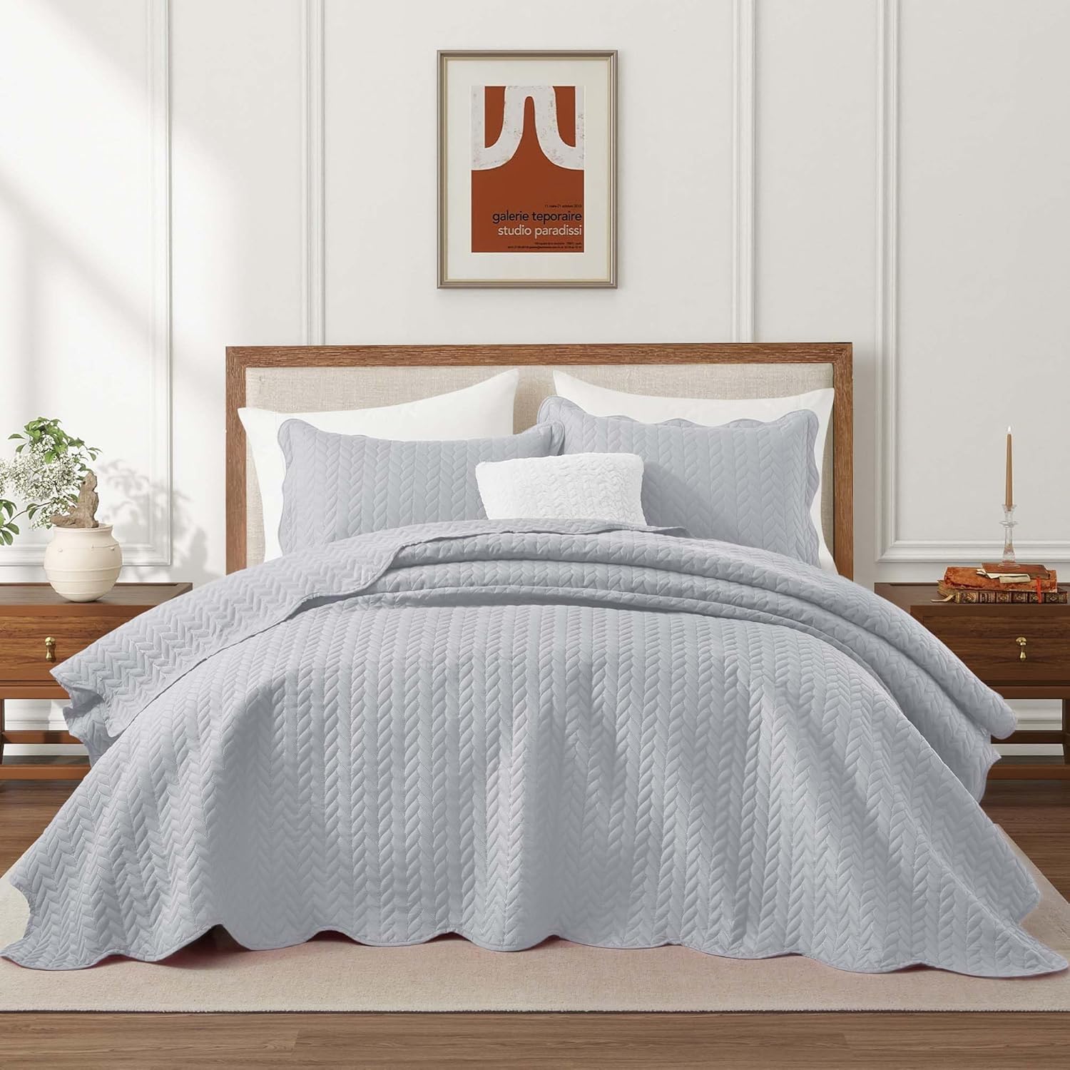 IR Imperial Rooms Twin Quilt Bedding Set Size (68” x 86”) + 1 Pillow Shams (20” x 26” + 2”) - 2 Pcs All Season Lightweight Reversible Microfiber Coverlet Floral Embossed Quilt Bedspread (Burgundy)