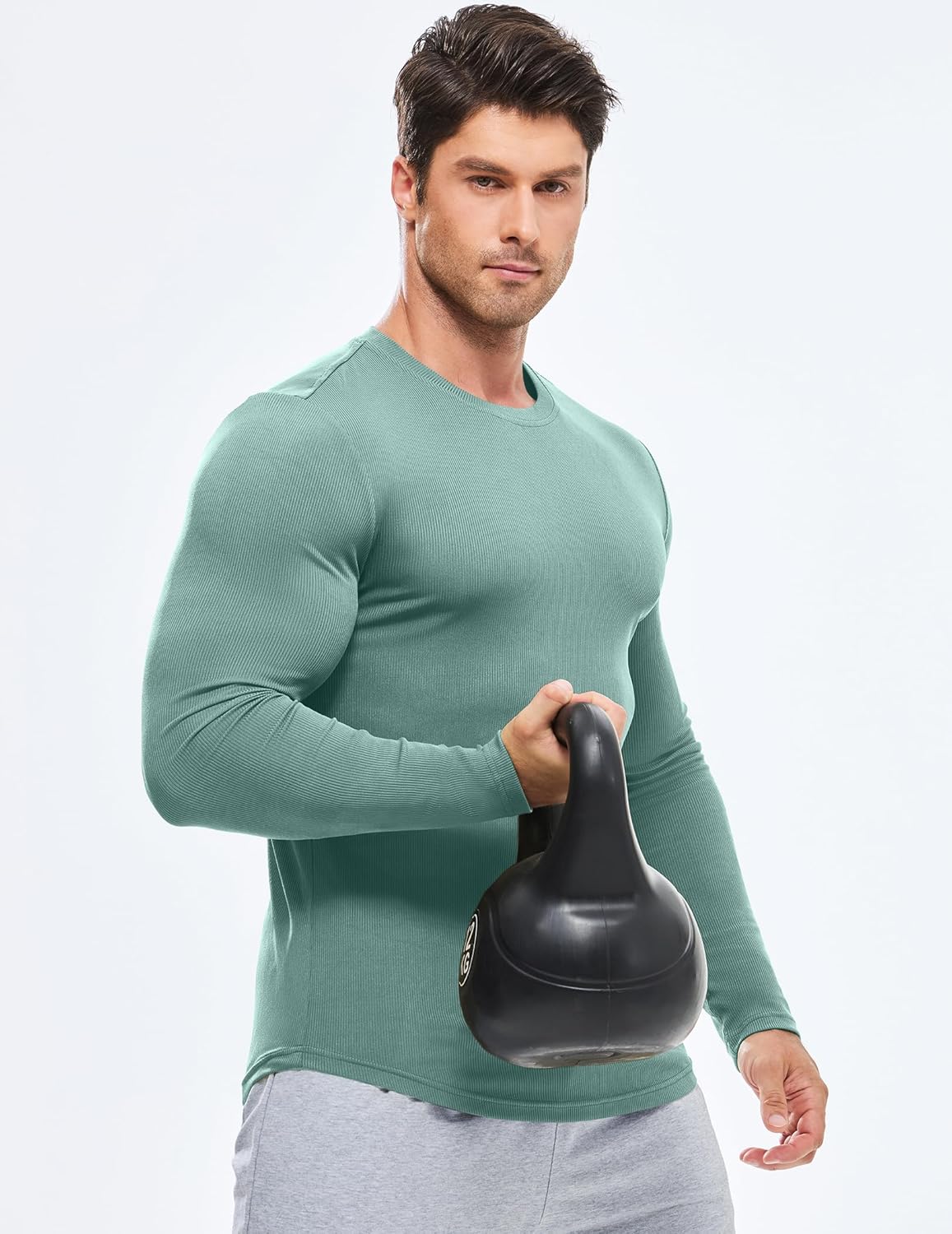 🔥10-Pack For Only $26.78🔥JMIERR Mens Long Sleeve Muscle T Shirts Casual Crewneck Longline Ribbed Tee Shirts