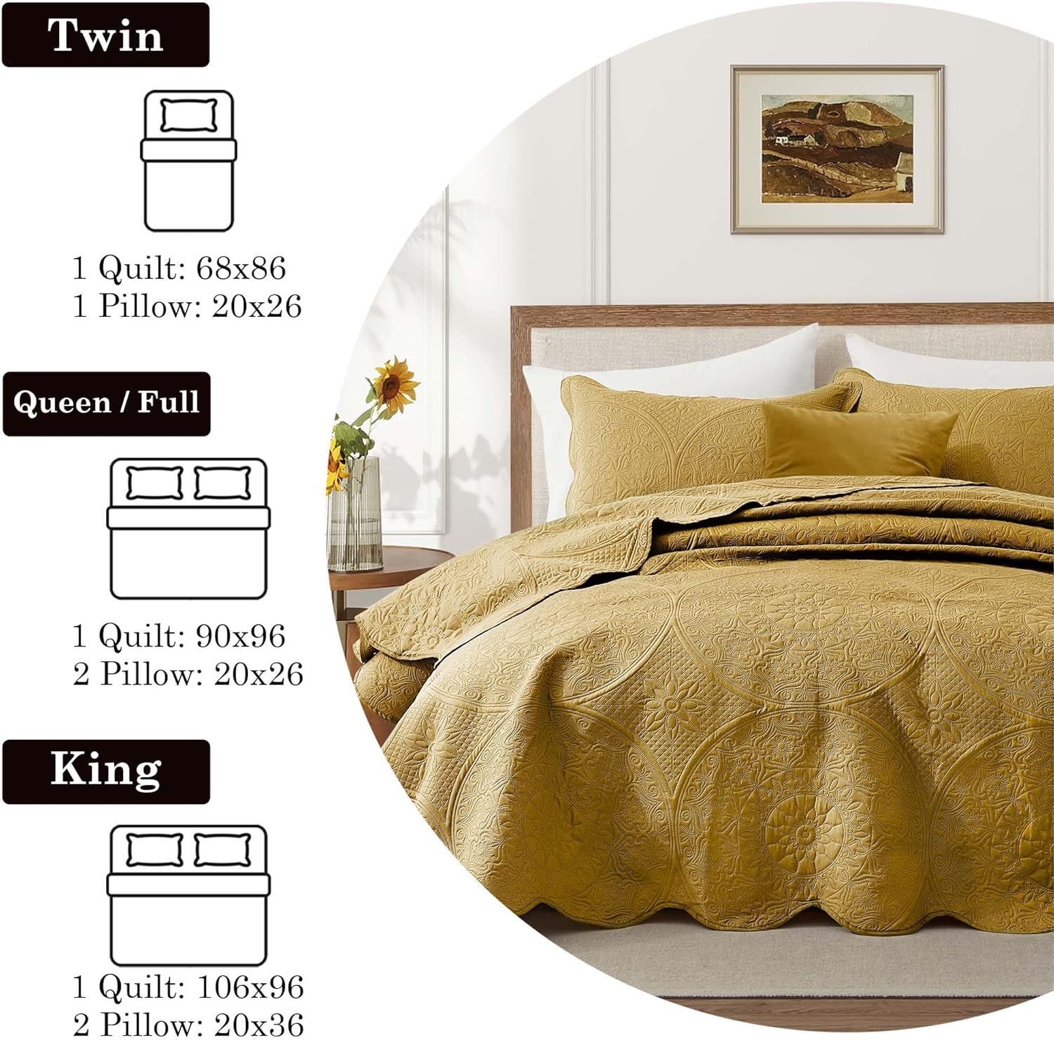 IR Imperial Rooms Twin Quilt Bedding Set Size (68” x 86”) + 1 Pillow Shams (20” x 26” + 2”) - 2 Pcs All Season Lightweight Reversible Microfiber Coverlet Floral Embossed Quilt Bedspread (Burgundy)