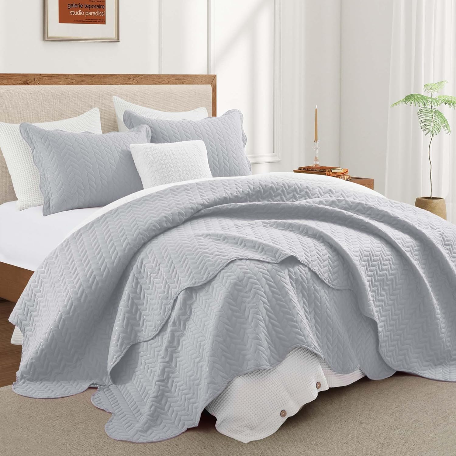 IR Imperial Rooms Twin Quilt Bedding Set Size (68” x 86”) + 1 Pillow Shams (20” x 26” + 2”) - 2 Pcs All Season Lightweight Reversible Microfiber Coverlet Floral Embossed Quilt Bedspread (Burgundy)