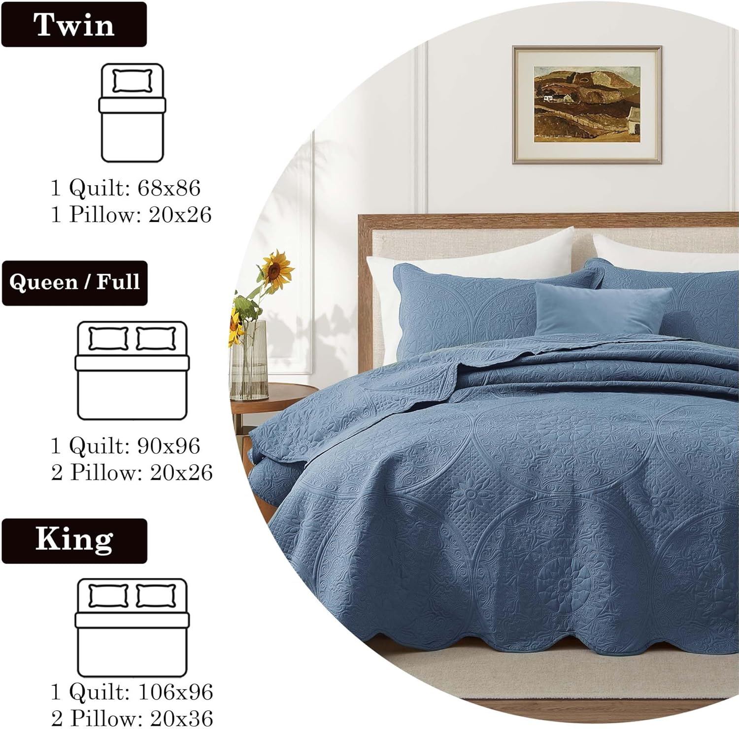 IR Imperial Rooms Twin Quilt Bedding Set Size (68” x 86”) + 1 Pillow Shams (20” x 26” + 2”) - 2 Pcs All Season Lightweight Reversible Microfiber Coverlet Floral Embossed Quilt Bedspread (Burgundy)