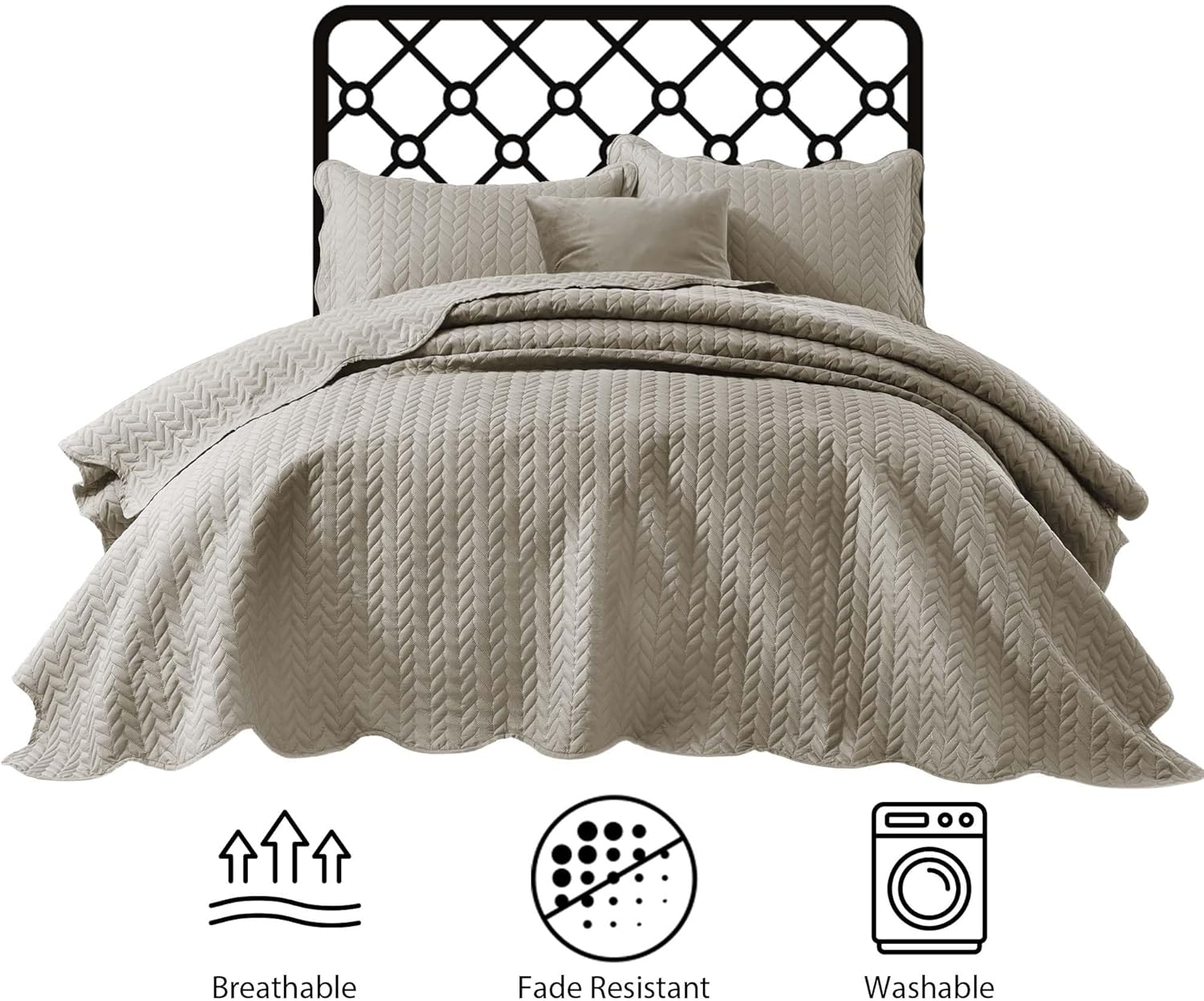 IR Imperial Rooms Twin Quilt Bedding Set Size (68” x 86”) + 1 Pillow Shams (20” x 26” + 2”) - 2 Pcs All Season Lightweight Reversible Microfiber Coverlet Floral Embossed Quilt Bedspread (Burgundy)