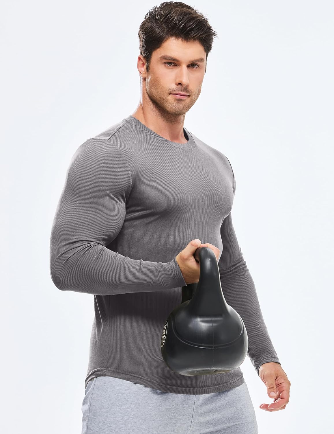 🔥10-Pack For Only $26.78🔥JMIERR Mens Long Sleeve Muscle T Shirts Casual Crewneck Longline Ribbed Tee Shirts