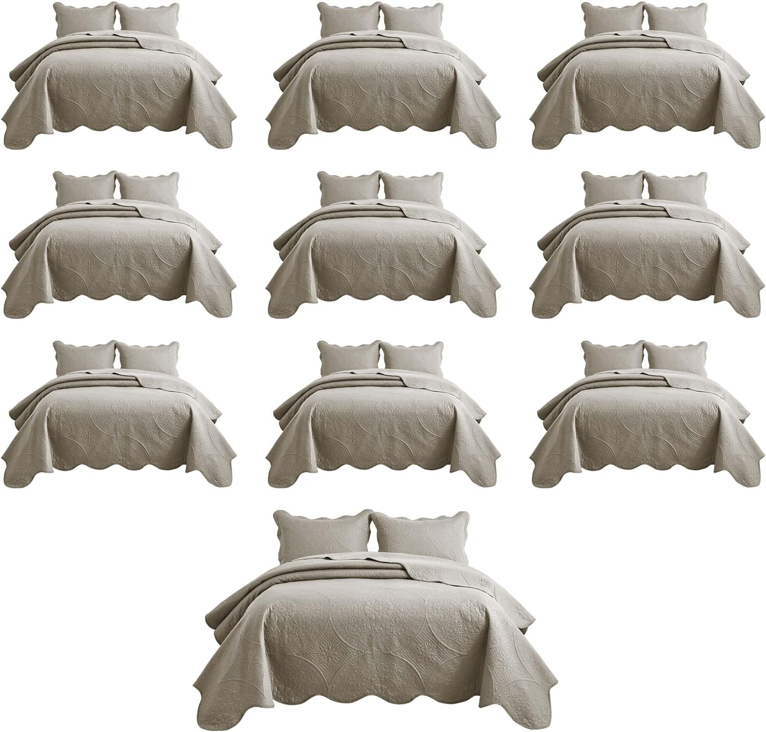 IR Imperial Rooms Twin Quilt Bedding Set Size (68” x 86”) + 1 Pillow Shams (20” x 26” + 2”) - 2 Pcs All Season Lightweight Reversible Microfiber Coverlet Floral Embossed Quilt Bedspread (Burgundy)