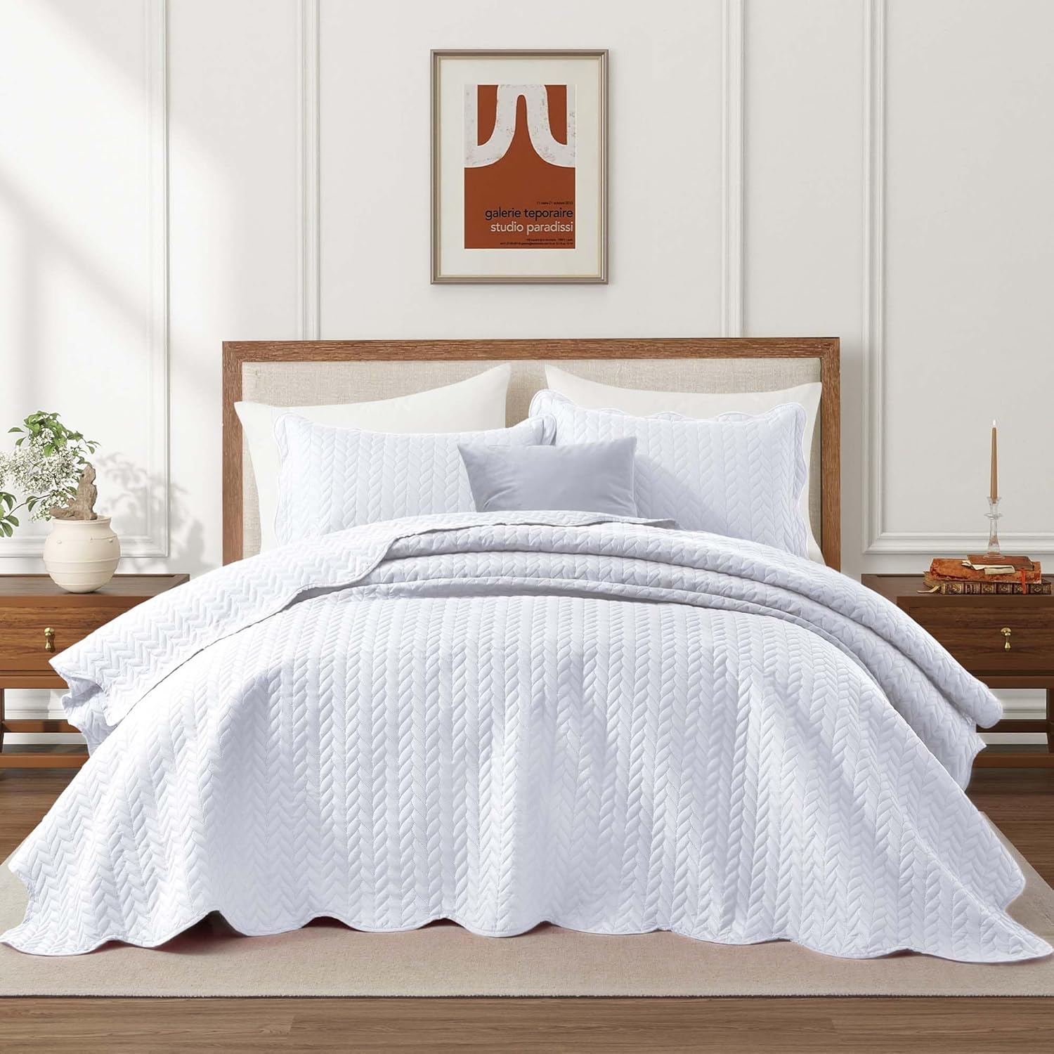 IR Imperial Rooms Twin Quilt Bedding Set Size (68” x 86”) + 1 Pillow Shams (20” x 26” + 2”) - 2 Pcs All Season Lightweight Reversible Microfiber Coverlet Floral Embossed Quilt Bedspread (Burgundy)