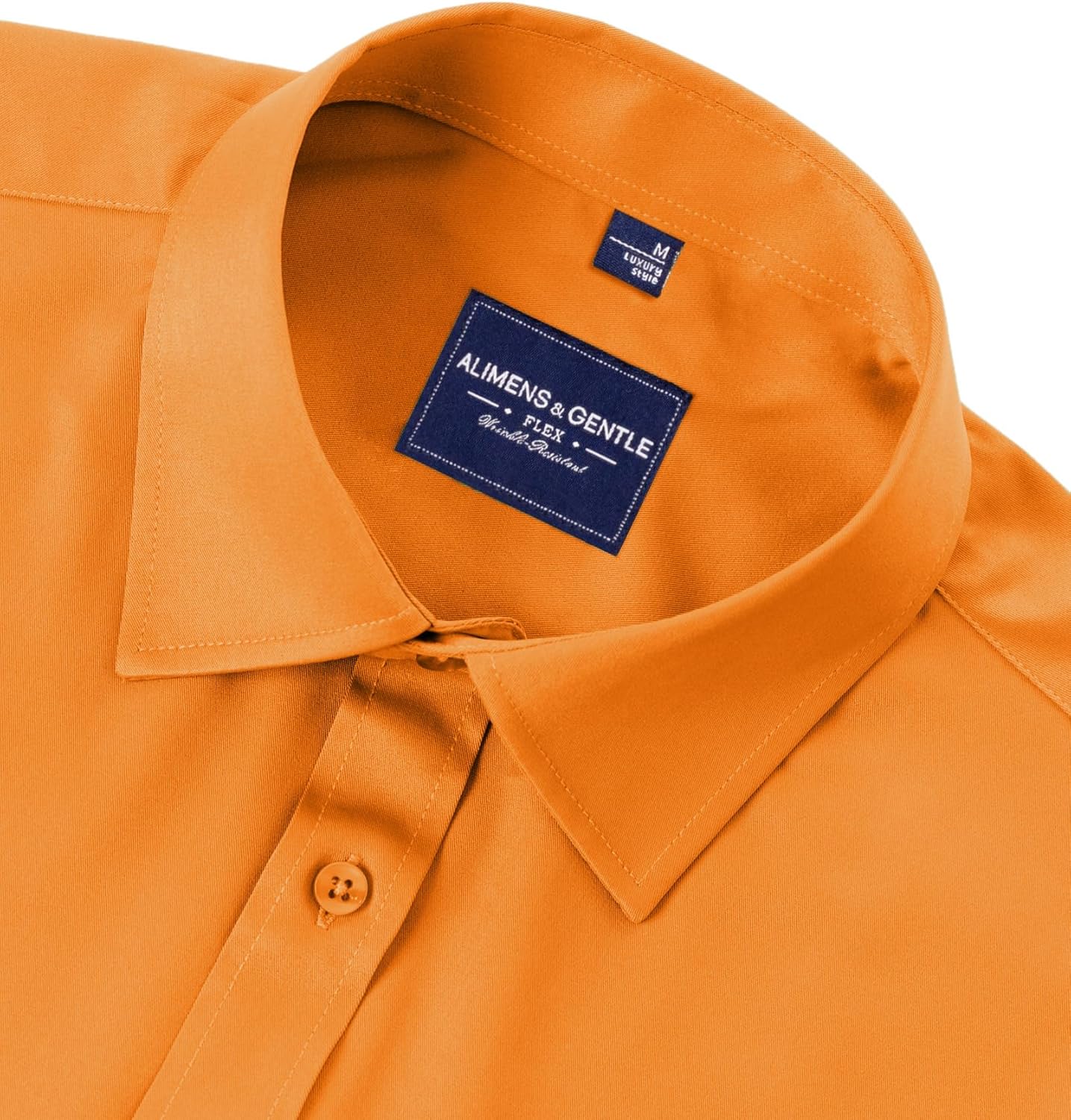 Alimens & Gentle Men's Dress Shirts Long Sleeve Wrinkle-Free Stretch Shirts Solid Formal Button Down Shirt with Pocket