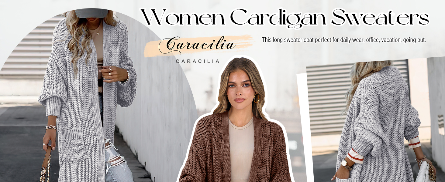 Women Cardigan Sweaters Long Sleeve Open Front Knit Long Coat Duster Cozy 2025 Fall Winter Outfits