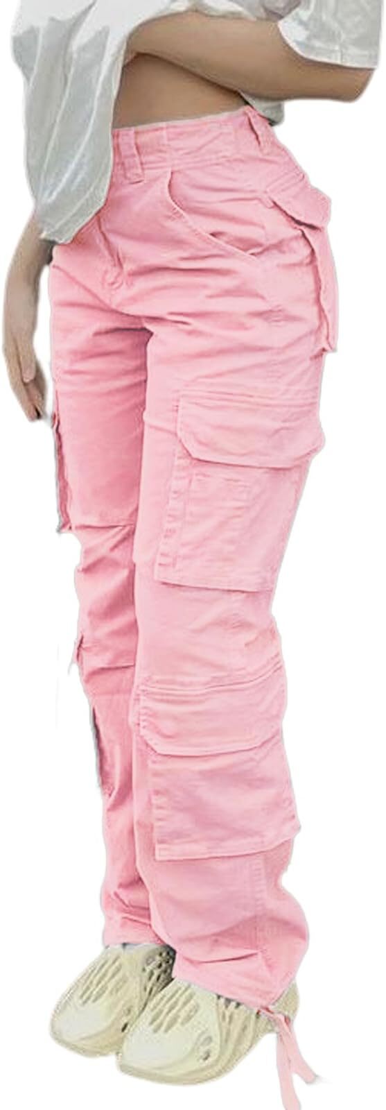 🔥8 Packs Only $25.98 🔥High Waisted Cargo Pants for Women with Pockets Streetwear