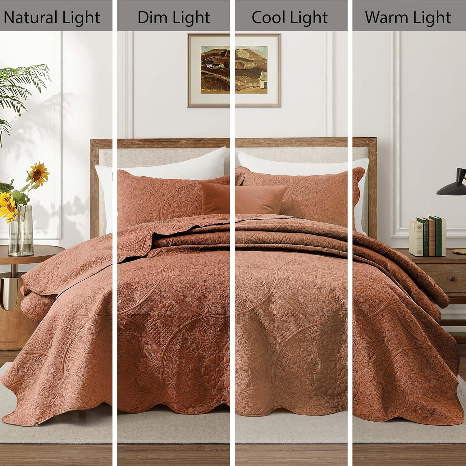 IR Imperial Rooms Twin Quilt Bedding Set Size (68” x 86”) + 1 Pillow Shams (20” x 26” + 2”) - 2 Pcs All Season Lightweight Reversible Microfiber Coverlet Floral Embossed Quilt Bedspread (Burgundy)