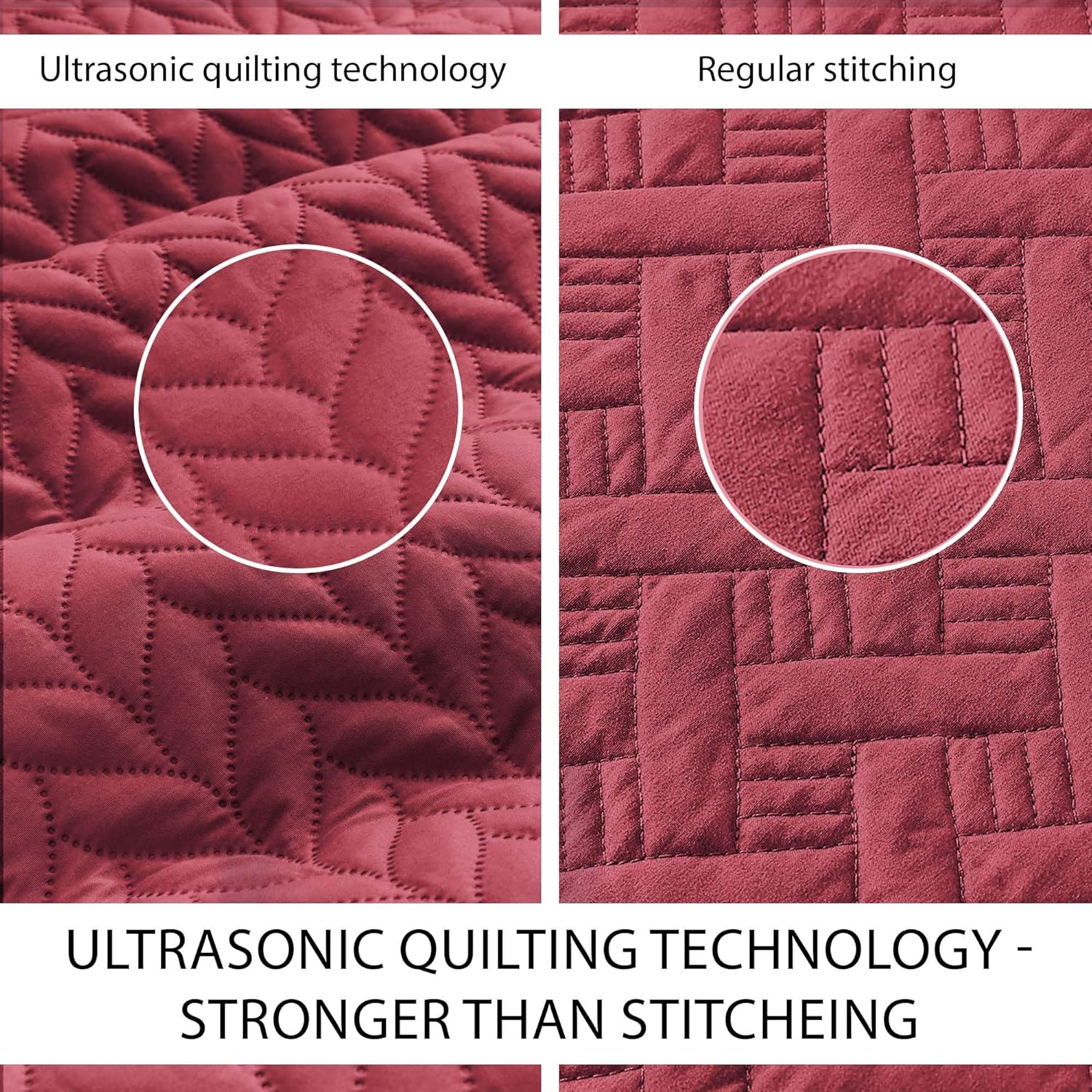 IR Imperial Rooms Twin Quilt Bedding Set Size (68” x 86”) + 1 Pillow Shams (20” x 26” + 2”) - 2 Pcs All Season Lightweight Reversible Microfiber Coverlet Floral Embossed Quilt Bedspread (Burgundy)