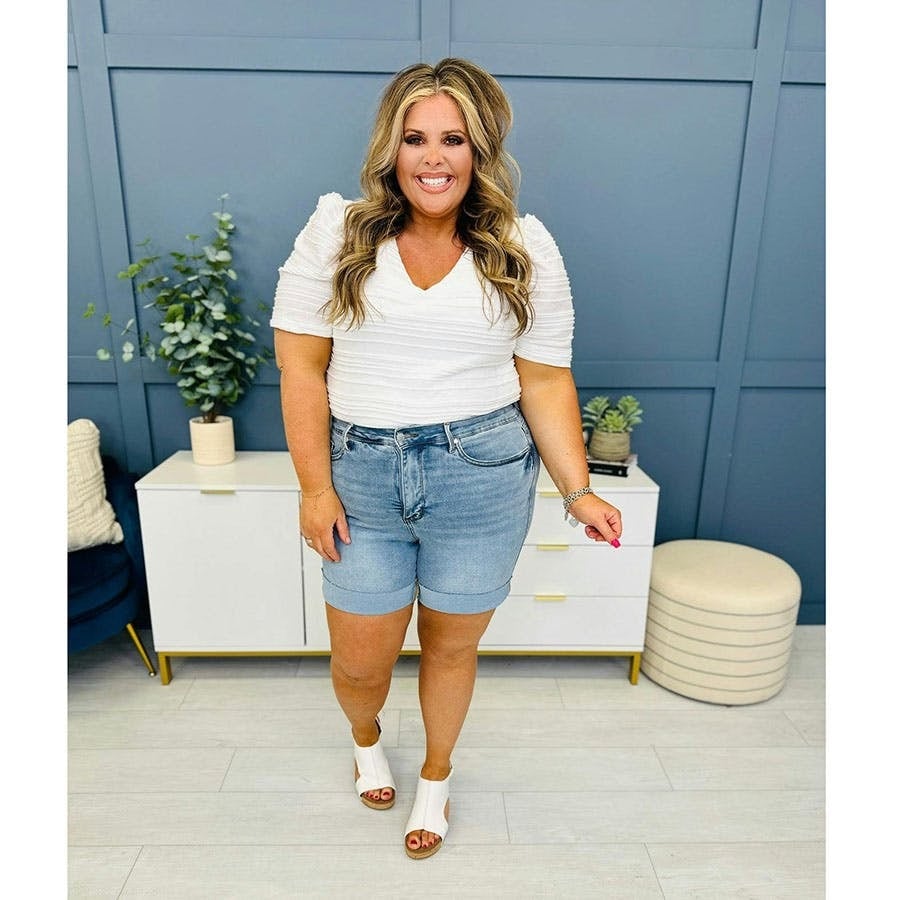 Tummy Control Stretchy Denim Jeans Shorts