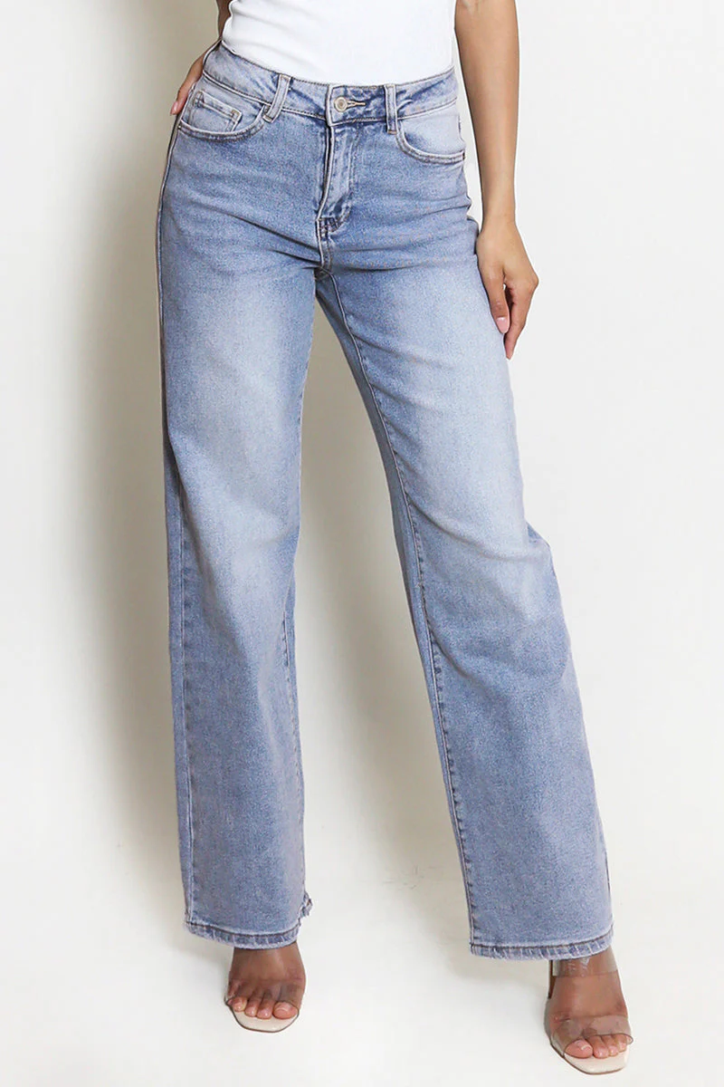 ⚡8-PACK for $26.99⚡- KatchMe Women's Minimalist High Waist Denim Stretch Wide Leg Jeans