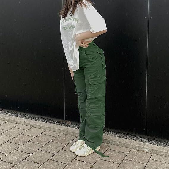 🔥8 Packs Only $25.98 🔥High Waisted Cargo Pants for Women with Pockets Streetwear