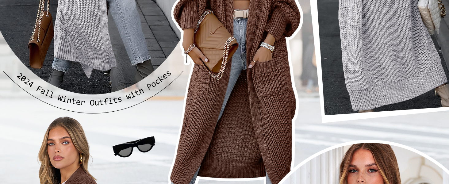 Women Cardigan Sweaters Long Sleeve Open Front Knit Long Coat Duster Cozy 2025 Fall Winter Outfits