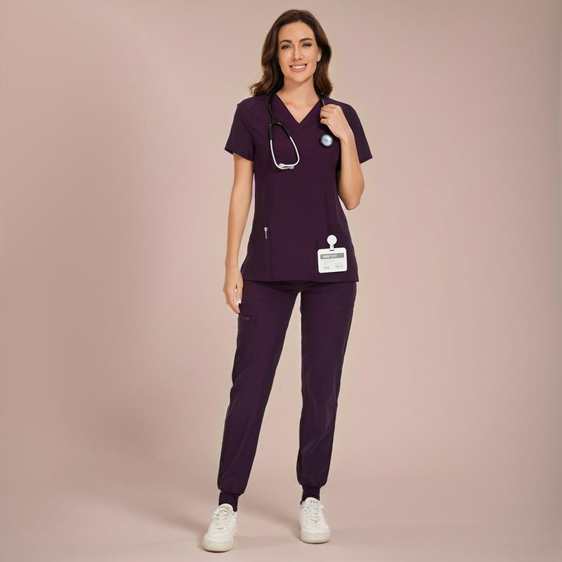 🔥8-PACK ONLY $25.98🔥Women's Vitality Set - Stretch V-Neck Scrub Top and Jogger Pants