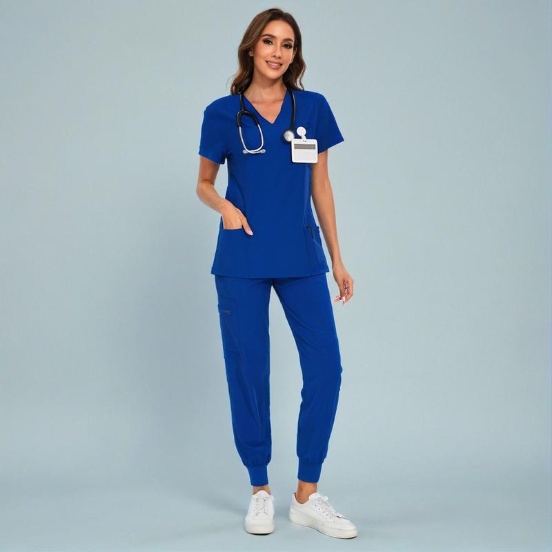 🔥8-PACK ONLY $25.98🔥Women's Vitality Set - Stretch V-Neck Scrub Top and Jogger Pants