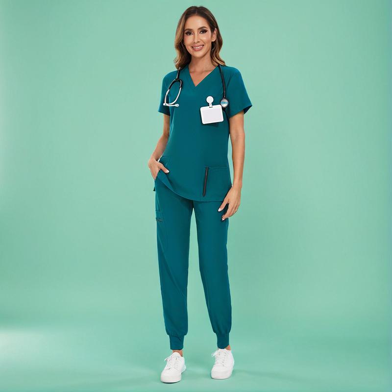 🔥8-PACK ONLY $25.98🔥Women's Vitality Set - Stretch V-Neck Scrub Top and Jogger Pants