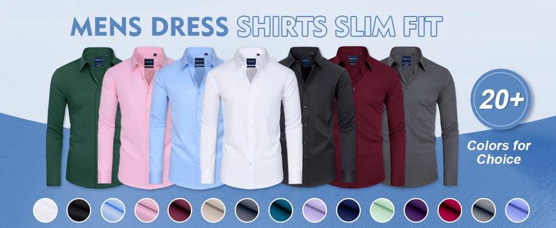 3-Pack Alimens & Gentle Stain Sheild  Dress Shirts for Men Slim Fit Mens Dress Shirts Long Sleeve Button Down Shirt Men Shirts