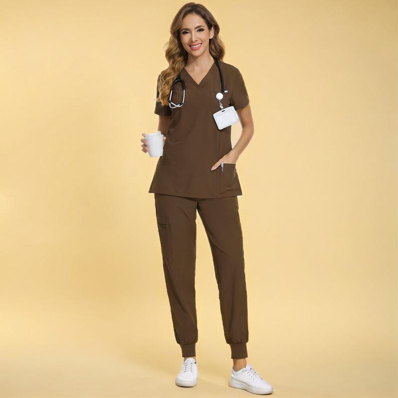 🔥8-PACK ONLY $25.98🔥Women's Vitality Set - Stretch V-Neck Scrub Top and Jogger Pants