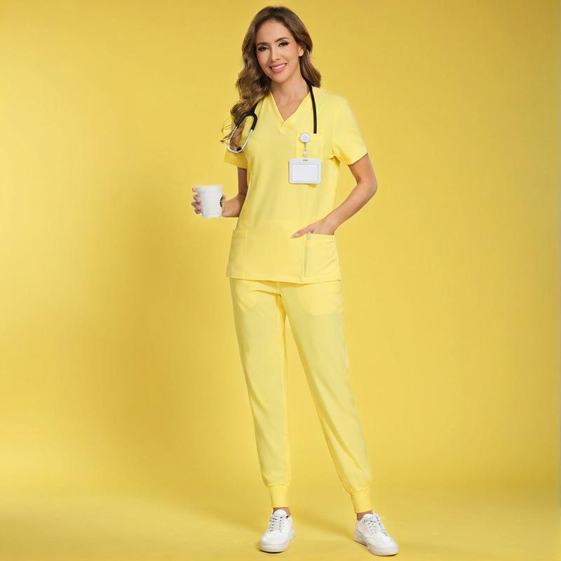 🔥8-PACK ONLY $25.98🔥Women's Vitality Set - Stretch V-Neck Scrub Top and Jogger Pants