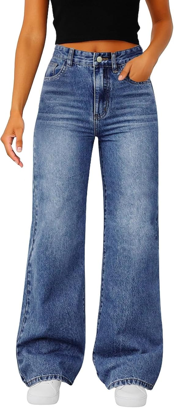 🔥18-Pack Today Only $35.98🔥Women's Trendy Denim High Waist Multi-Pocket Wide Leg Jeans
