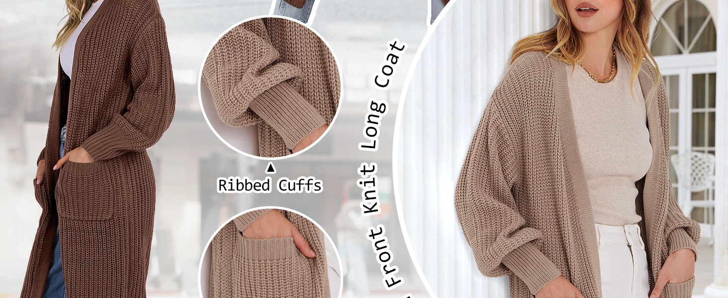 Women Cardigan Sweaters Long Sleeve Open Front Knit Long Coat Duster Cozy 2025 Fall Winter Outfits